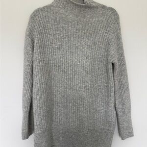 Topshop Light Gray Ribbed Mock Neck Sweater
